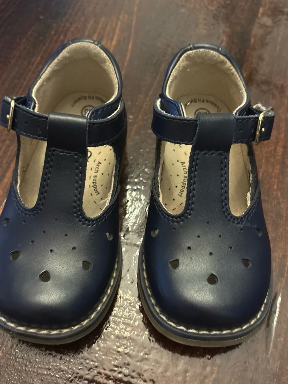 FootMates Navy T-Strap Mary Jane Baby Walker Shoes